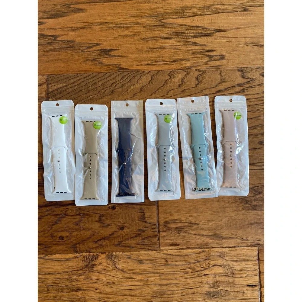 Lot of 6 Silicone Sport Watch Bands for Apple Watch 42mm 44mm Multi Color‎ Set